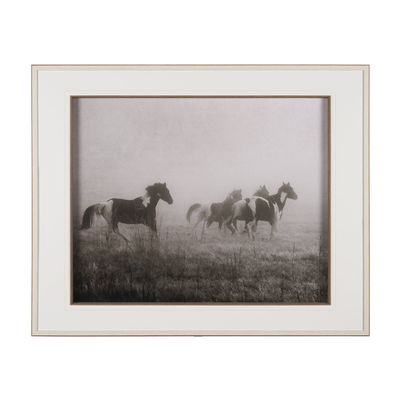 «Painted Horses On The Run» par Debra Van Swearingen, reproduction d'art encadrée à la main