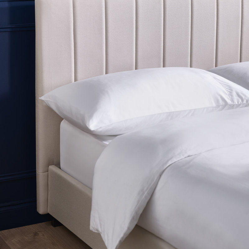 Linen Upholstered Bed Frame, Double (4'6), Cream