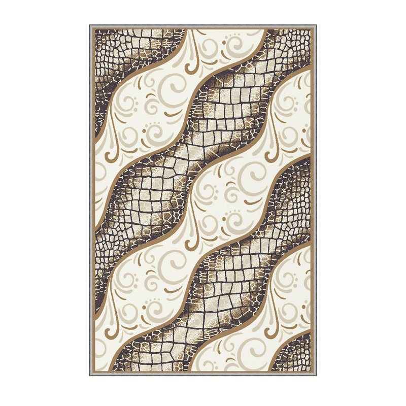Tapis beige / crème en polyester Crick, Rectangle 5 pi 3 po x 7 pi 7 po