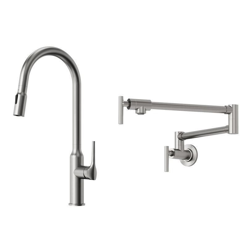 Ensemble de robinets de cuisine à double fonction - Robinet de cuisine et robinet mural pour lavabo et cuisinière