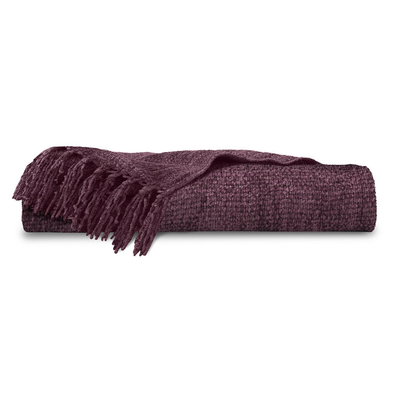 Jeté en viscose et chenille, Marron