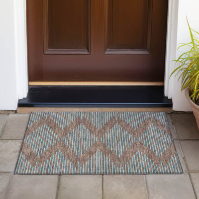 Machine Washable Indoor/Outdoor Chayden ACN1017 Brown 1'8" x 2'6" Rug