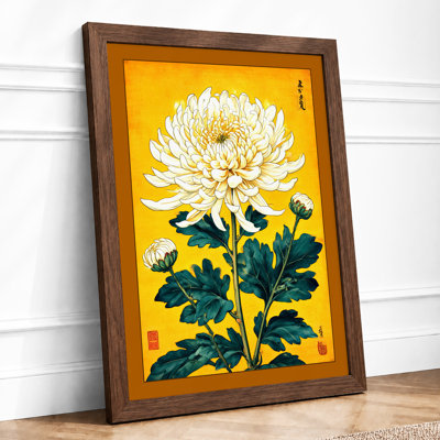 White Chrysanthemum Study Japandi 1 Piece Single Picture Frame Wall Art