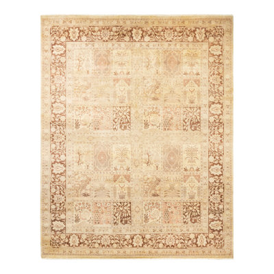 One-of-a-Kind 8'4" X 10'4" 2010s Wool Area Rug in Ivory