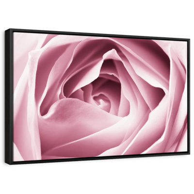 Gros plan sur une rose rose, reproduction sur toile