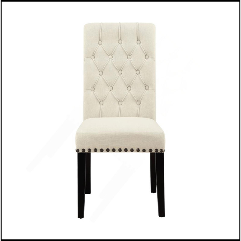  Ensemble de 2 chaises d'appoint capitonnées, Polyester beige