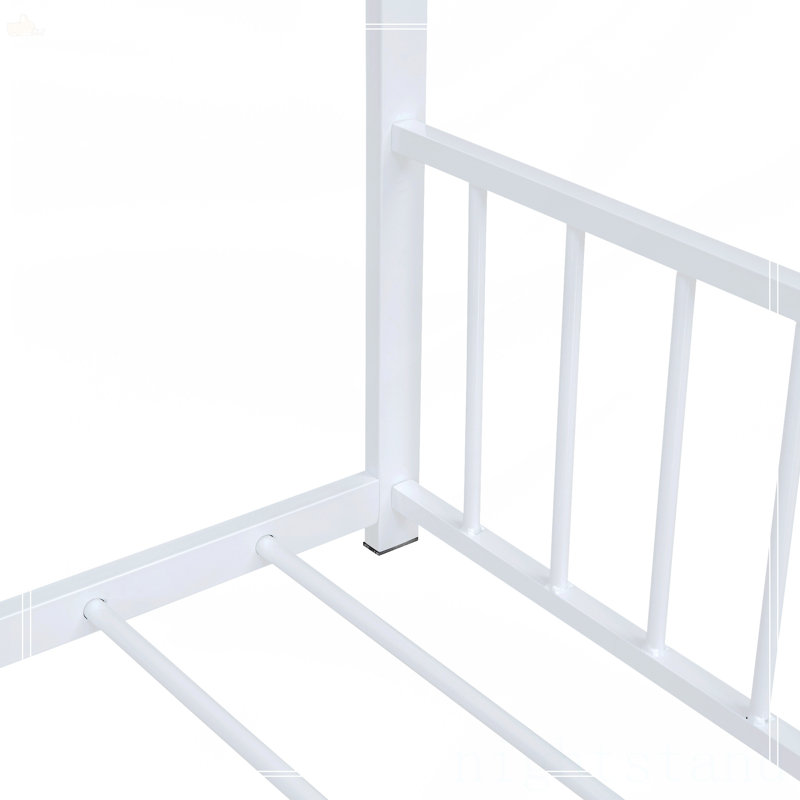 Lit double en métal, Blanc, Double