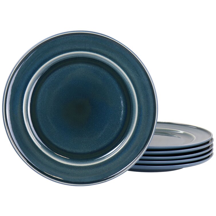 Martha Stewart 12-Piece Reactive Glaze Dinnerware Set-Blue