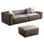 Canapé modulaire gris en cuir véritable avec repose-pieds