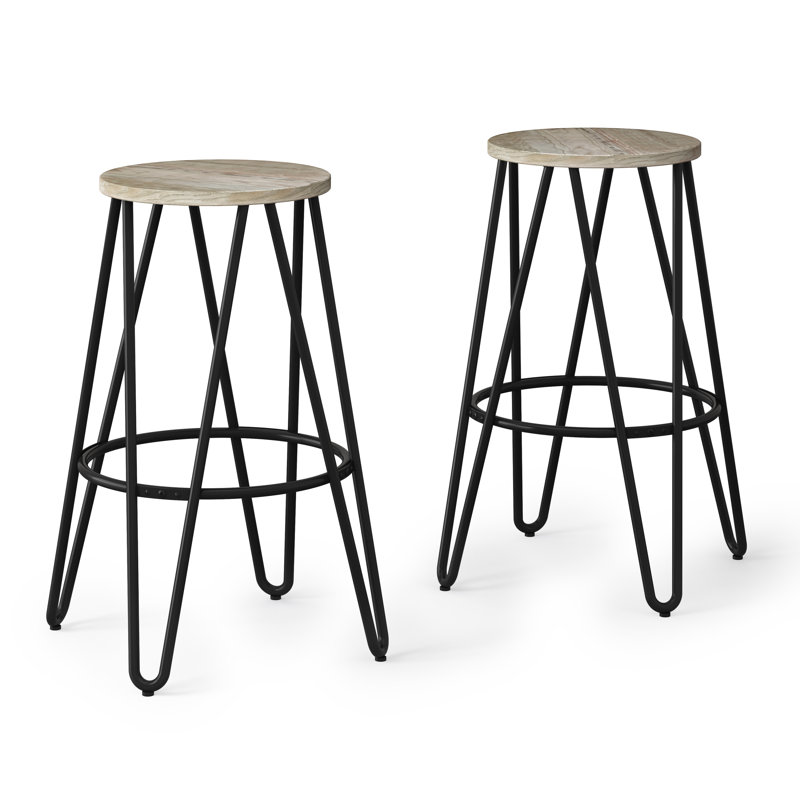 Tabouret de comptoir Simeon, Naturel / gris bronze industriel