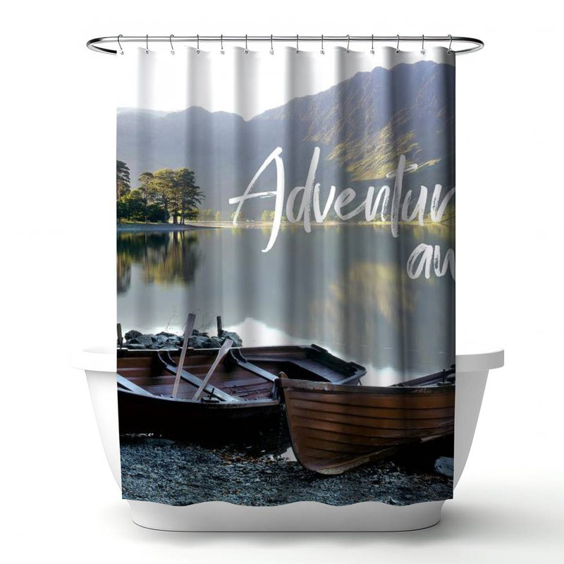 Shower Curtain PH18 – Polyester Shower Curtain, Dye Sublimation Print, 71" W × 74" L