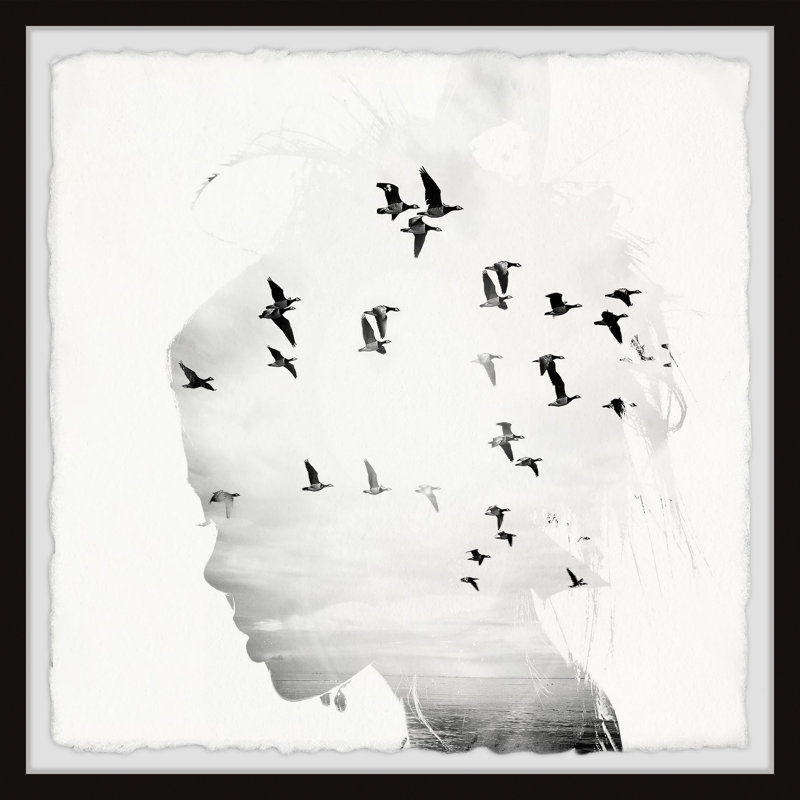 «Birds And Silhouette», reproduction encadrée, L 12 po x H 12 po