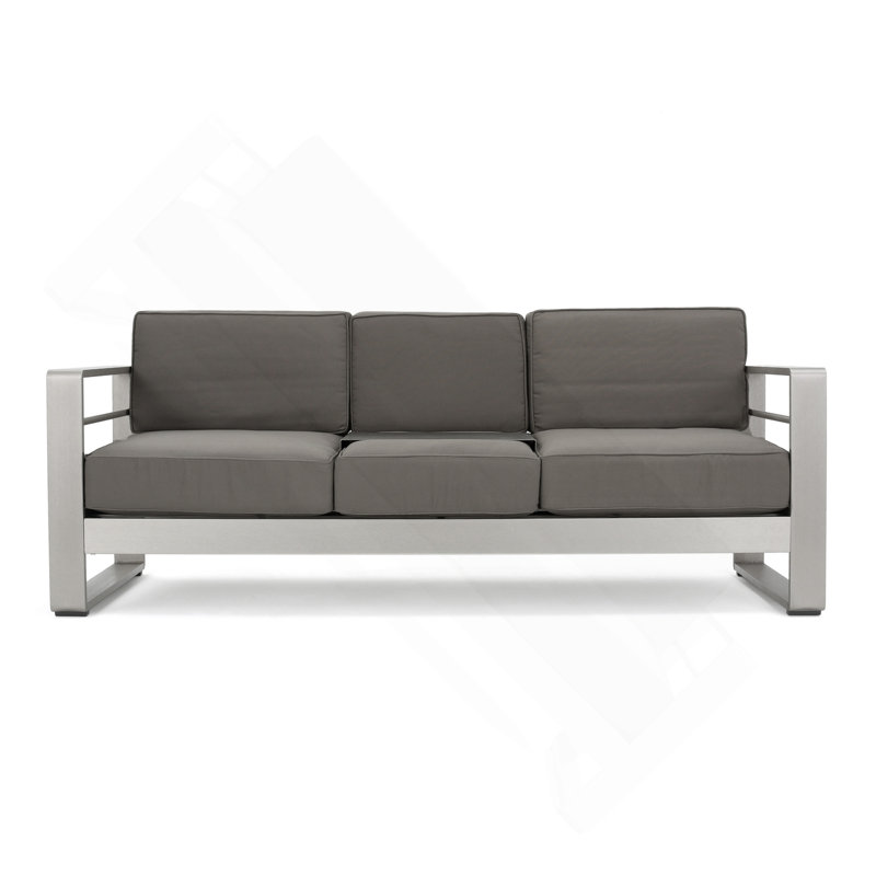 Canapé 3 places avec plateau en métal, Grey Cushion/Silver Frame