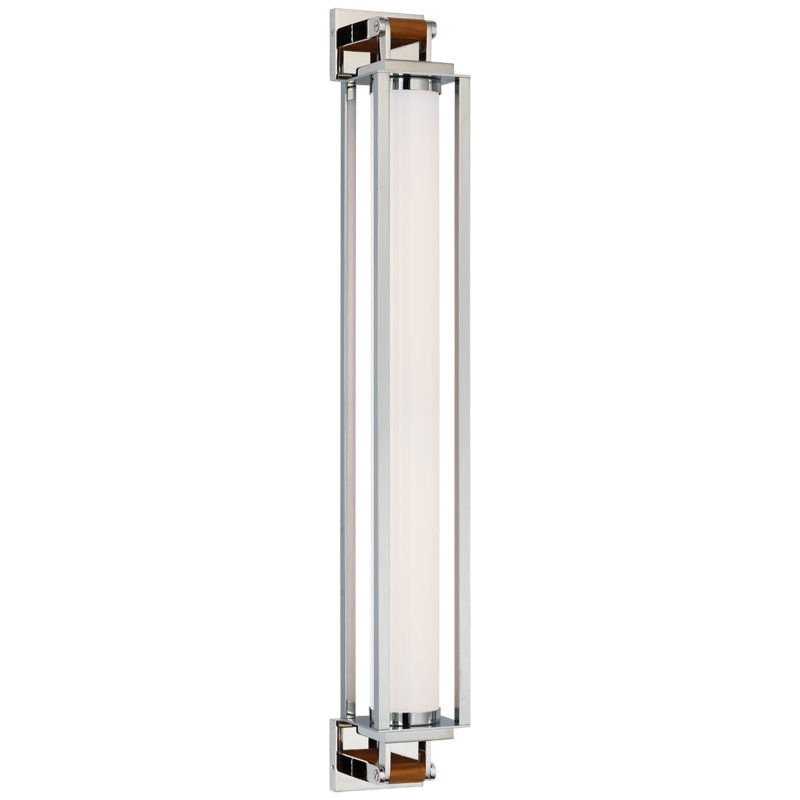 Keira 1 - Light LED Armed Sconce, 32" H x 4" W x 6" D, Polished Nickel/Teak