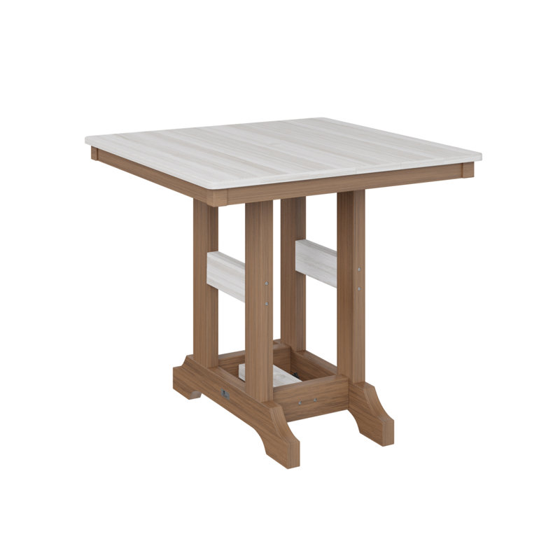 Garden Classic Outdoor Square Bar Table, Antique Mahogany, Seashell, 35.5" H x 33" W x 33" D