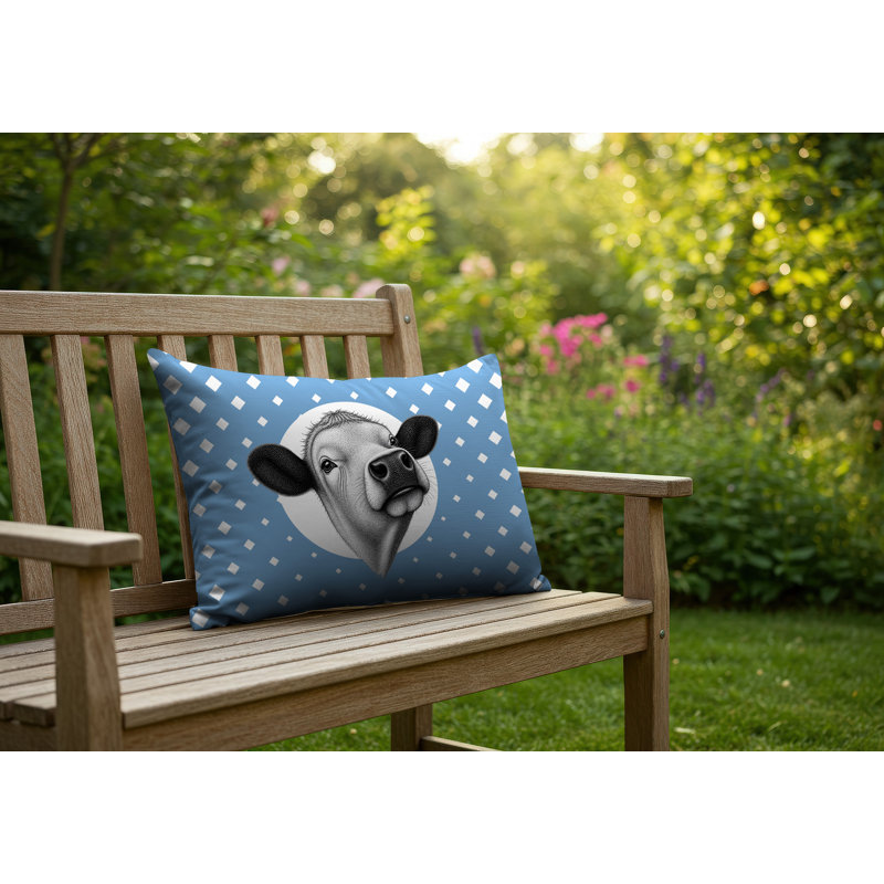 Coussin réversible intérieur / extérieur Cow, 20 po x 14 po, Bleu