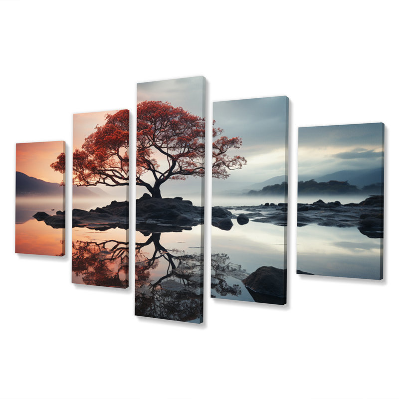 Sky Photo Celestial Reflections - Art mural sur toile paysages - 5 panneaux