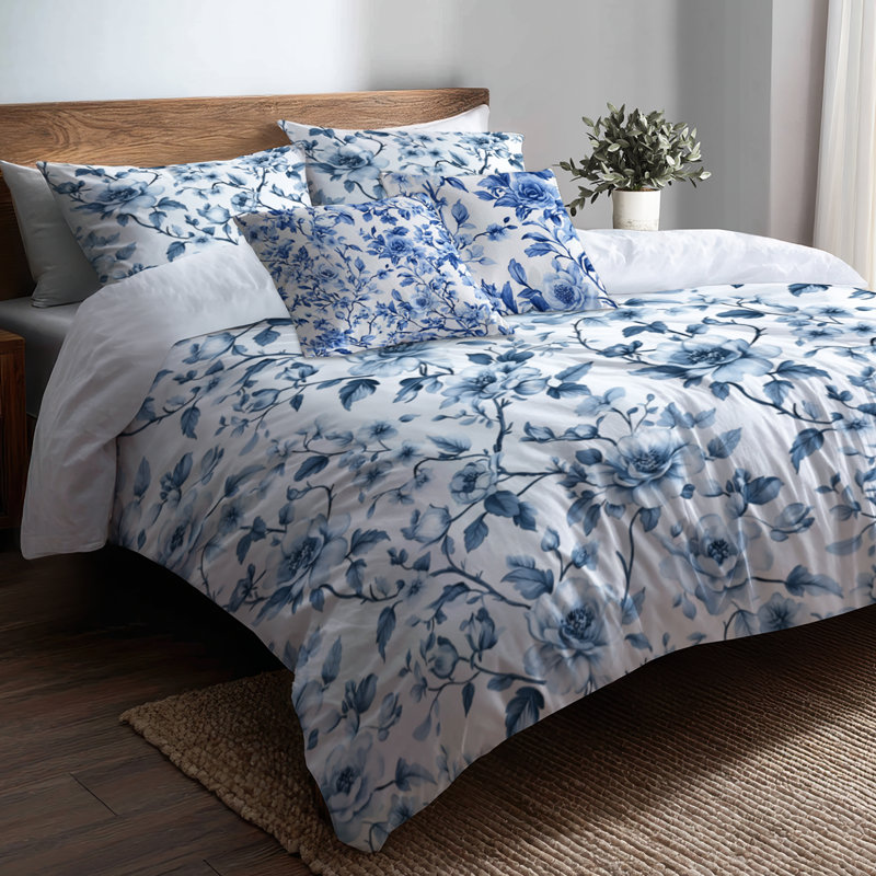 Ensemble de housse de couette et coussin décoratif French French Garden, Housse de couette pour lit simple + 4 pièces supp
