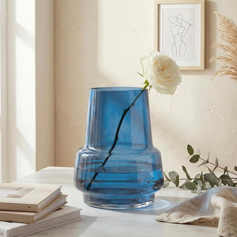 Blue Glass Flower Vase