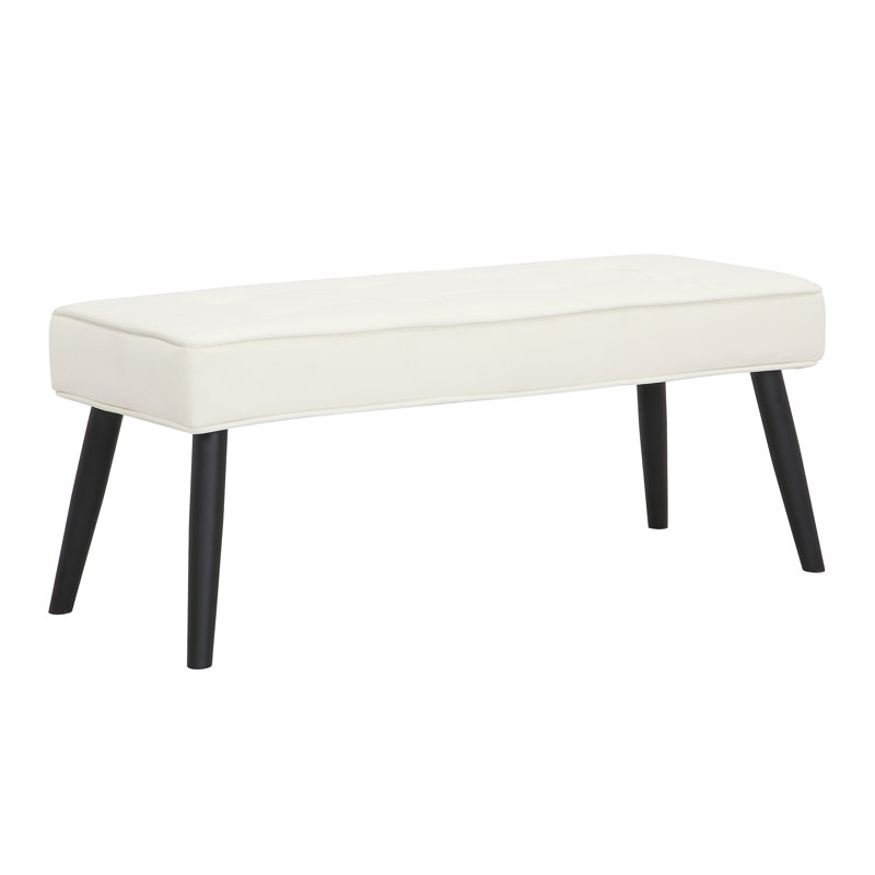 Banc rembourré Kirsten, Velours blanc
