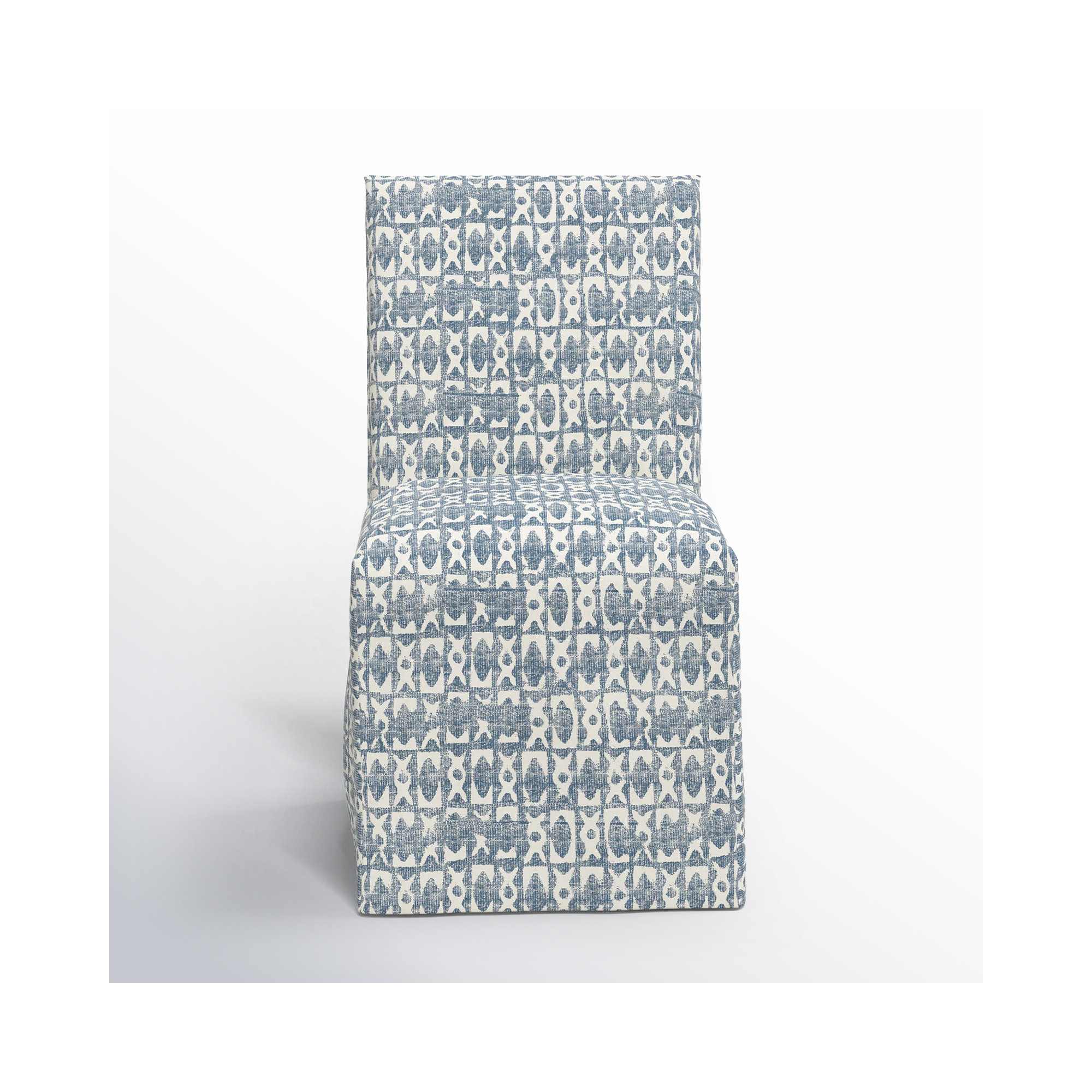 Ivanka Upholstered Parsons Chair, Texture Block Blue