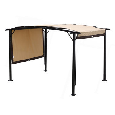 12 X 9 Ft Outdoor Pergola Patio Gazebo,Retractable Shade Canopy,Steel  Frame Grape Gazebo,Sunshelter Pergola For Gardens,Terraces,Backyard-Beige Same As W419S00017