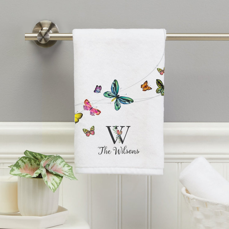 Beautiful Butterflies Hand Towel Name & Initial - S