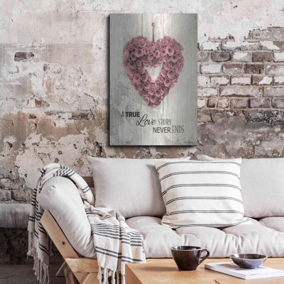 «A True Love Story» par Lori Deiter, art mural en métal, 24 po x 36 po