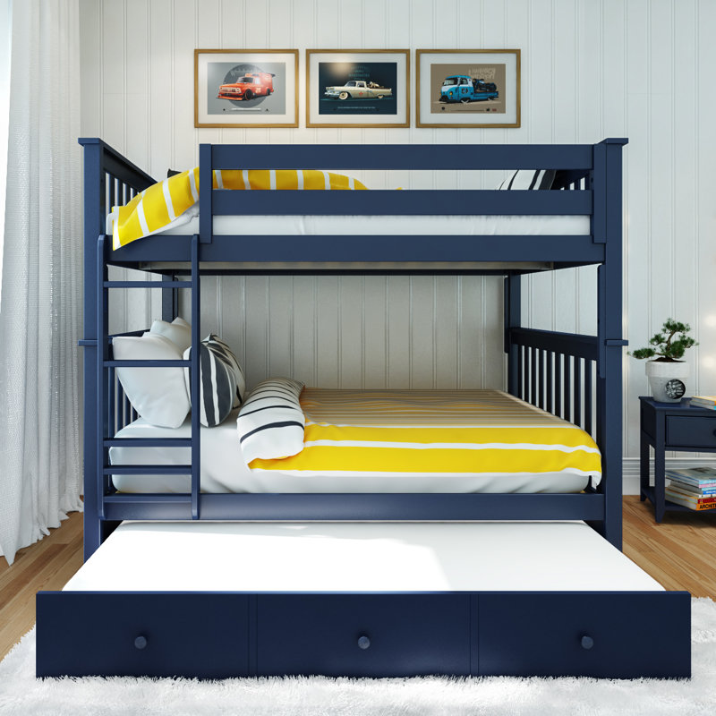 Ravenwood Kids Bunk Bed with Trundle, Full over Full, Blue