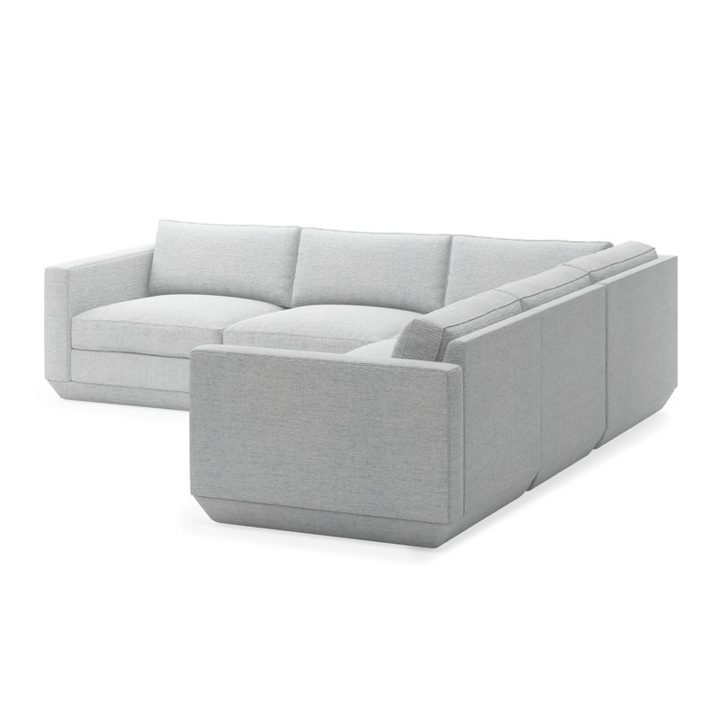 Canapé modulaire d'angle 5 pièces Podium, Sergé de performance argent Bayview
