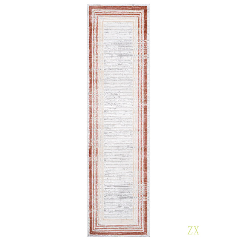 Collection 2X8 /Bordered Non-Shedding Living Room Bedroom Dining Home Office Stylish And Stain Resistant Area Rug