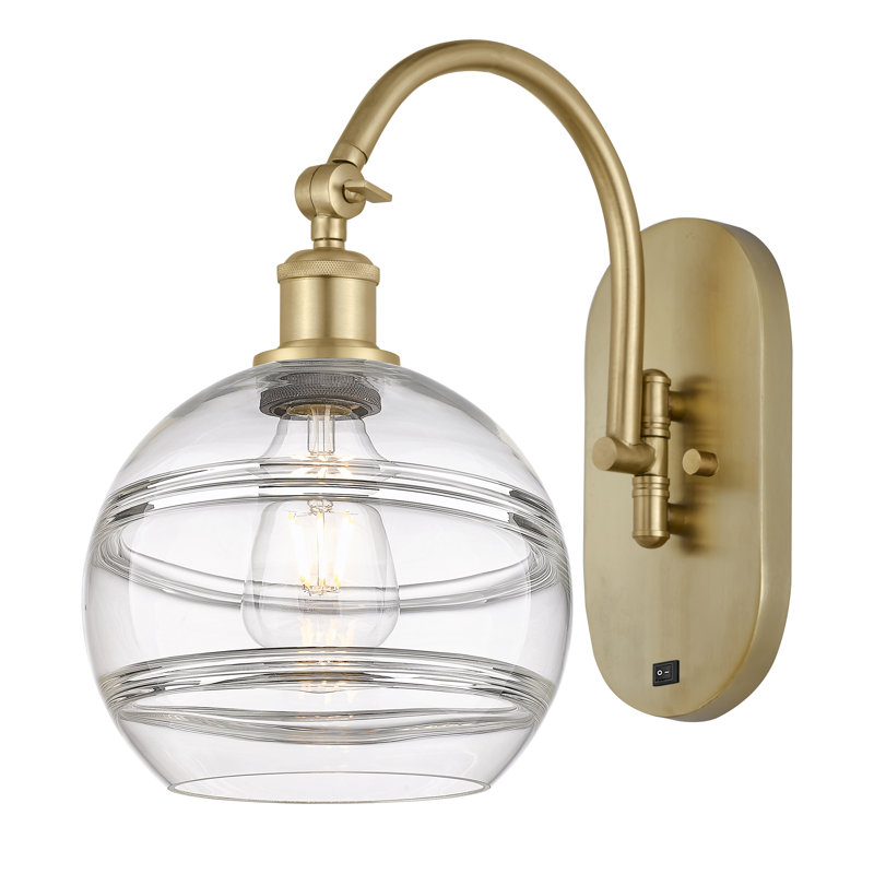 Chartoff Steel Armed Sconce, Clear, Satin Gold