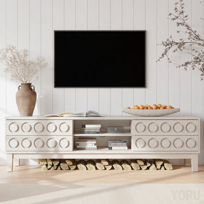 Console multimédia 75 po pour bureau avec 4 tiroirs - Blanc