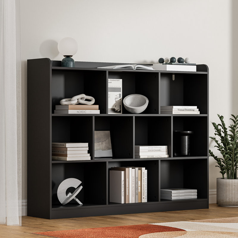 Ebern Designs White Cube Bookshelf, Wood Bookcase With 3 Tier Open Shelves, 10-cube Minimalist Storage Shelf For Living Room, 43.3" W X 35.4" H