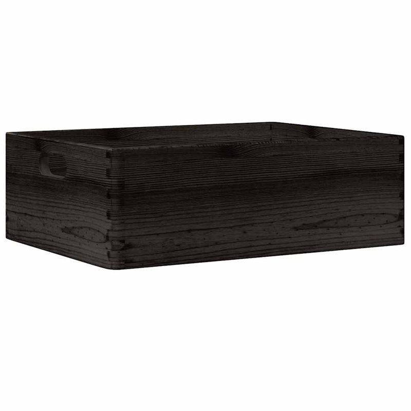 Lily Manor Solid Wood Decorative Basket, 12L, Black, No