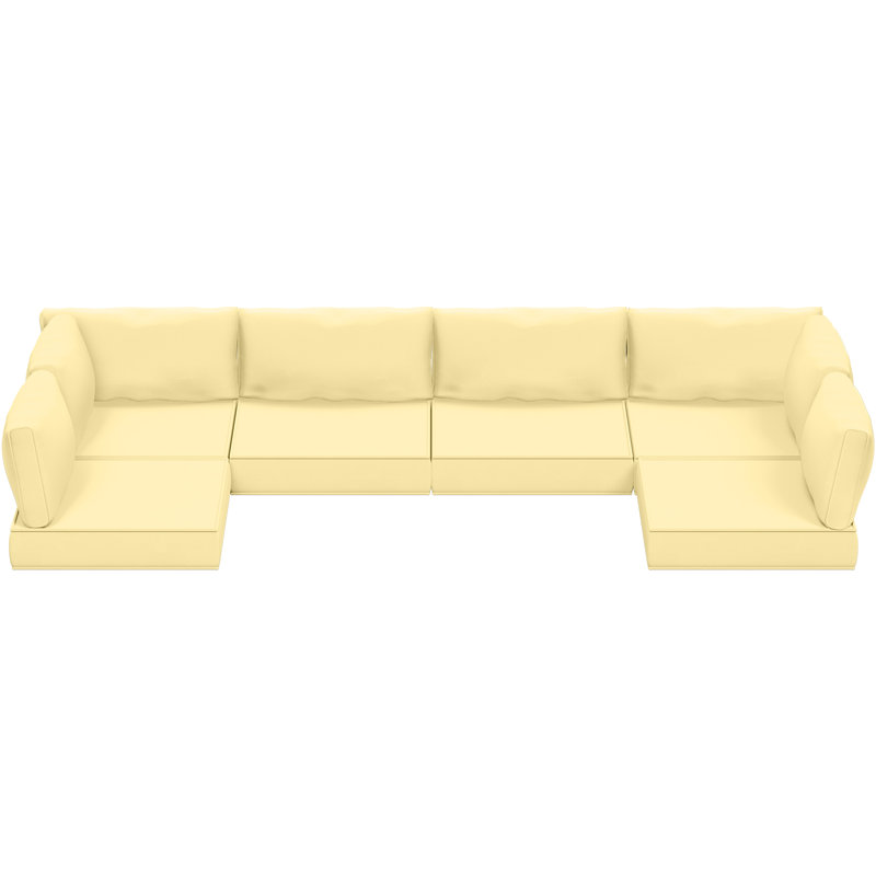 14 Piece Outdoor Furniture Replacement Waterproof Cushions, Yellow, 4"