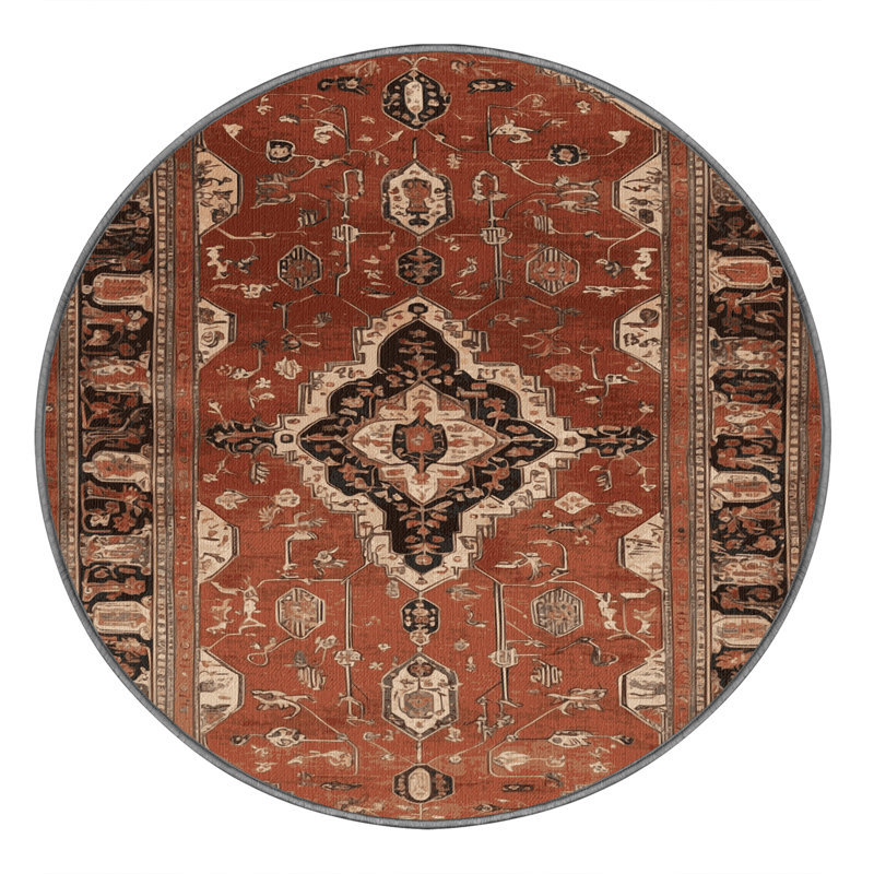 Tapis brun lavable à la machine, Rond 7 pi