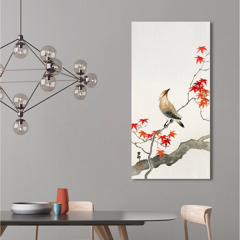 Japanese Jay On Maple by Ohara Koson - Wrapped Canvas Print, 70cm H x 35cm W x 4cm D