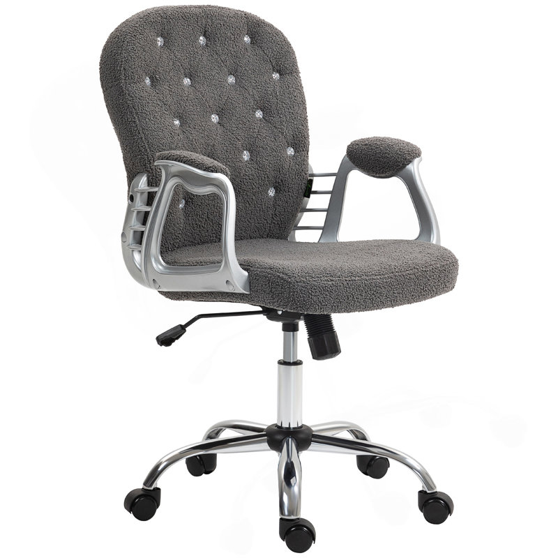 Chaise de bureau en molleton Teddy, Gris foncé