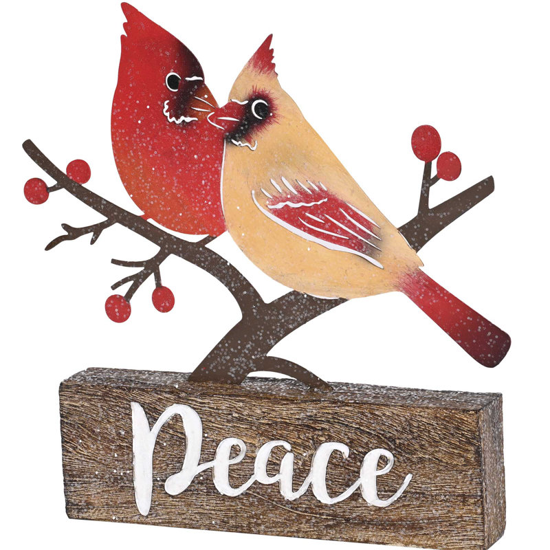 Figurine de Noël cardinal paix métal