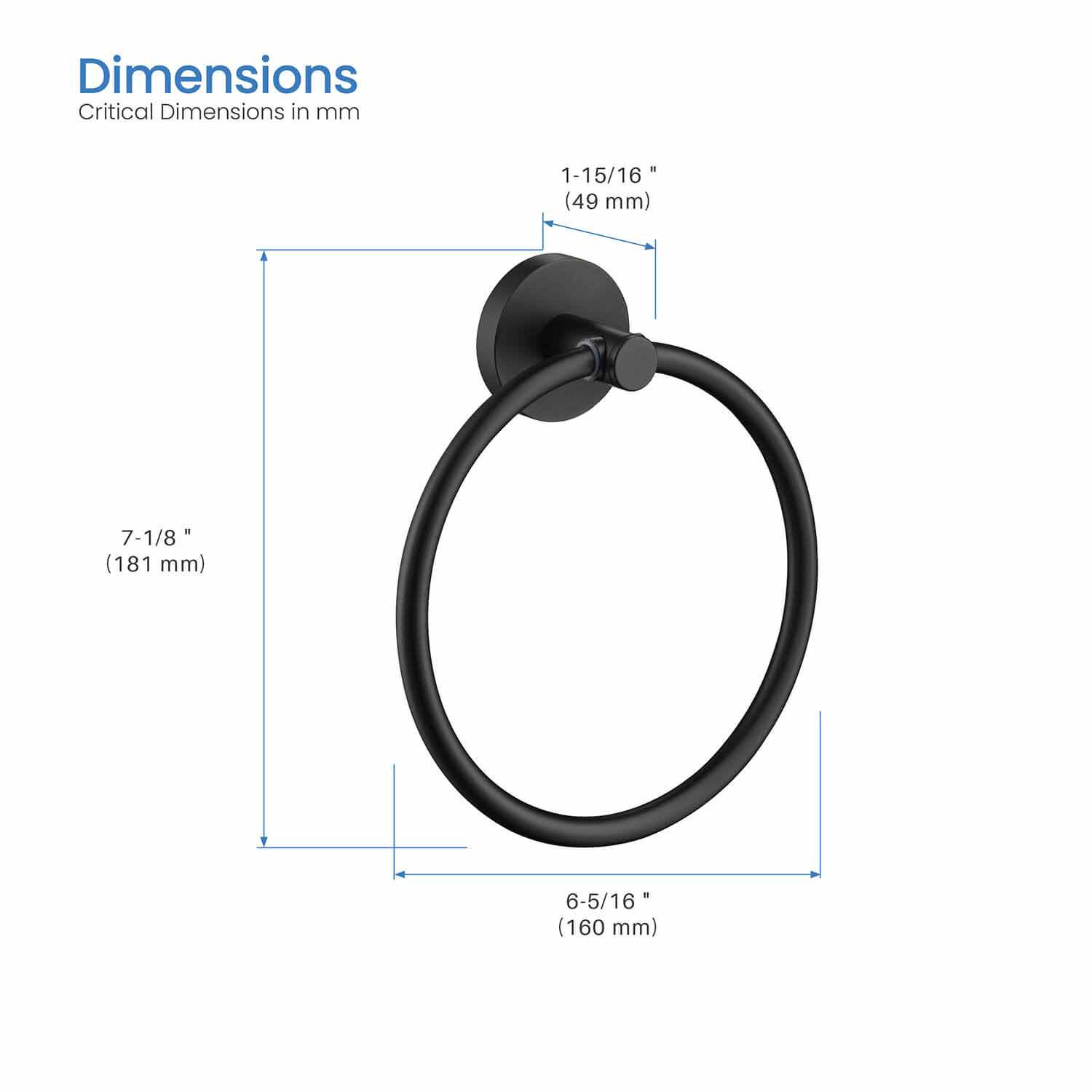 Circular Towel Ring, Matte Black