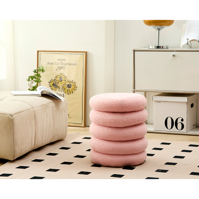 Upholstered Pouf, Pink
