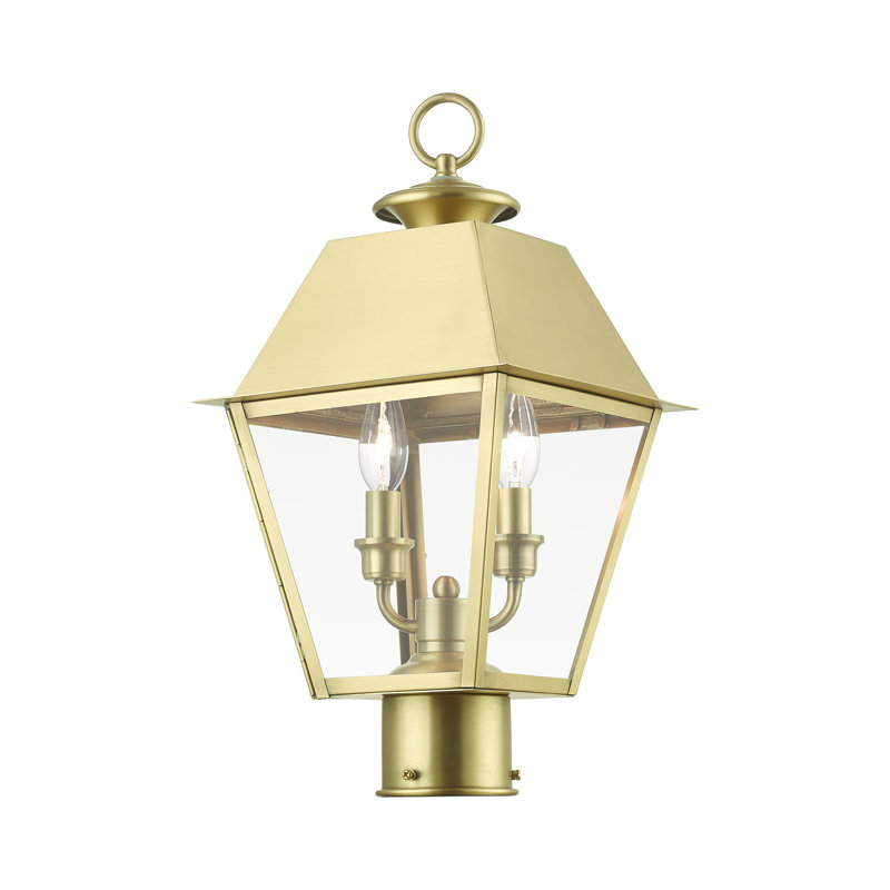 Tête de lanterne câblée à 2 lumières H 17,5 po Houlihan, Laiton naturel