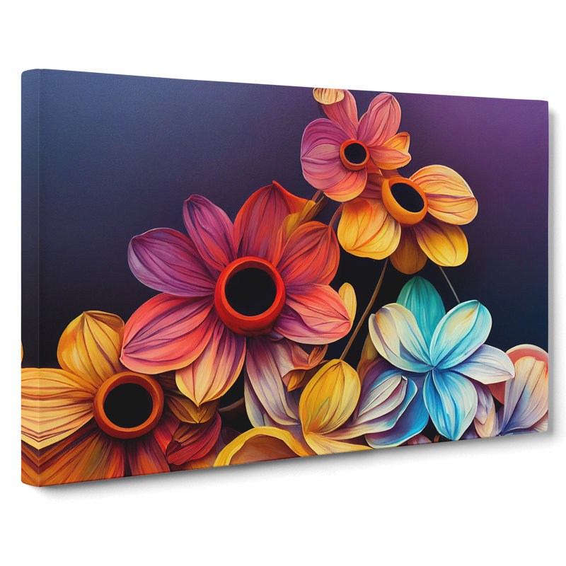 Stimulating Modern Flowers - Wrapped Canvas
