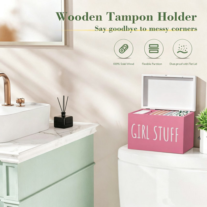 Pink Divided Compartment Personal Care Storage Box