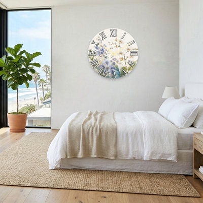 Horloge murale en verre et plantes