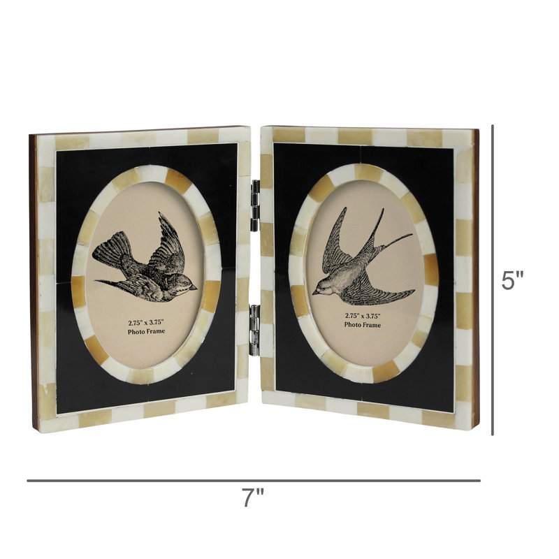 Double Frame, Horn & Bone 2.75X3.75