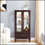 Vitrine Curio avec verre éclairé, tablettes réglables, 2 portes et 1 tiroir, finition cerisier foncé-1229569017