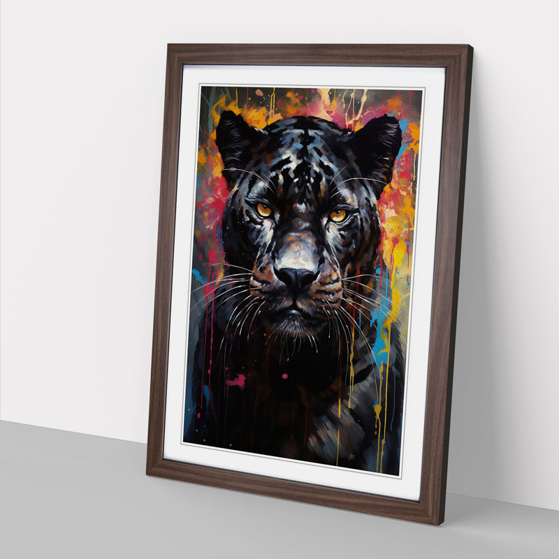 Panther Modern - Single Picture Frame Print on Wood, Walnut, 34" H x 25" W x 2" D
