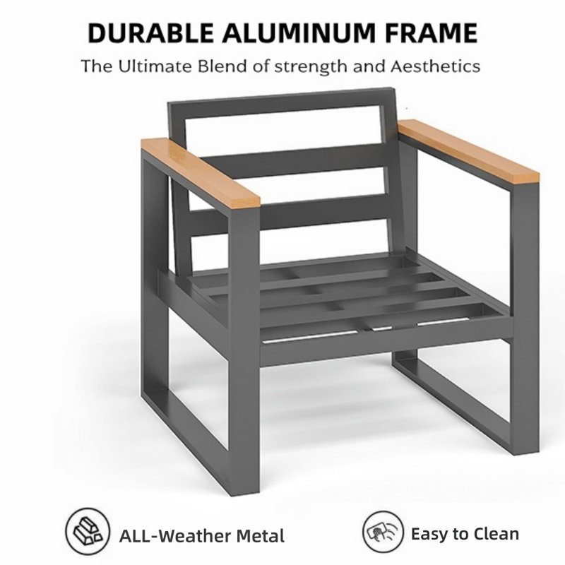 Fauteuils d'extérieur en aluminium pour patio, Gris